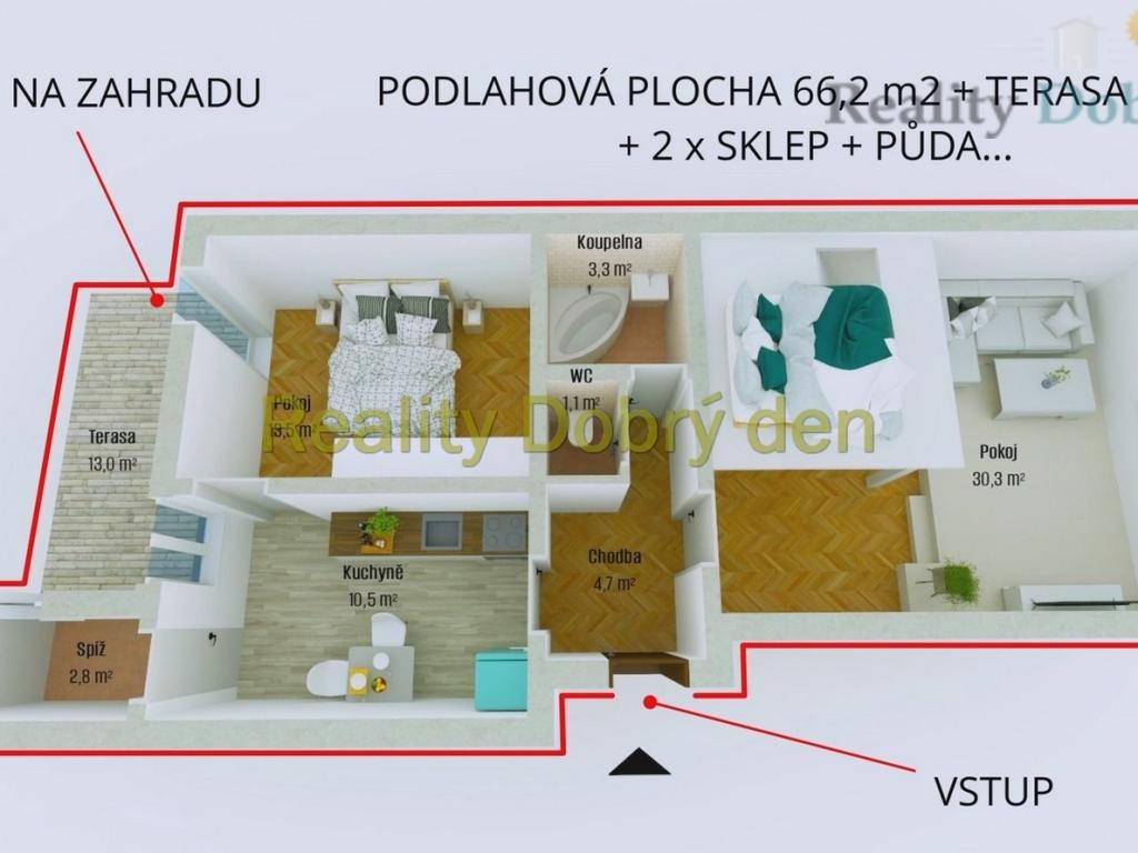 Prodej bytu 2+1 66 m2