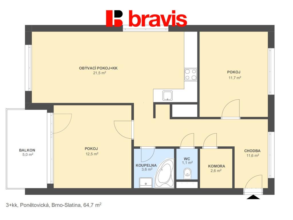 Pronájem bytu 3+kk 65 m2