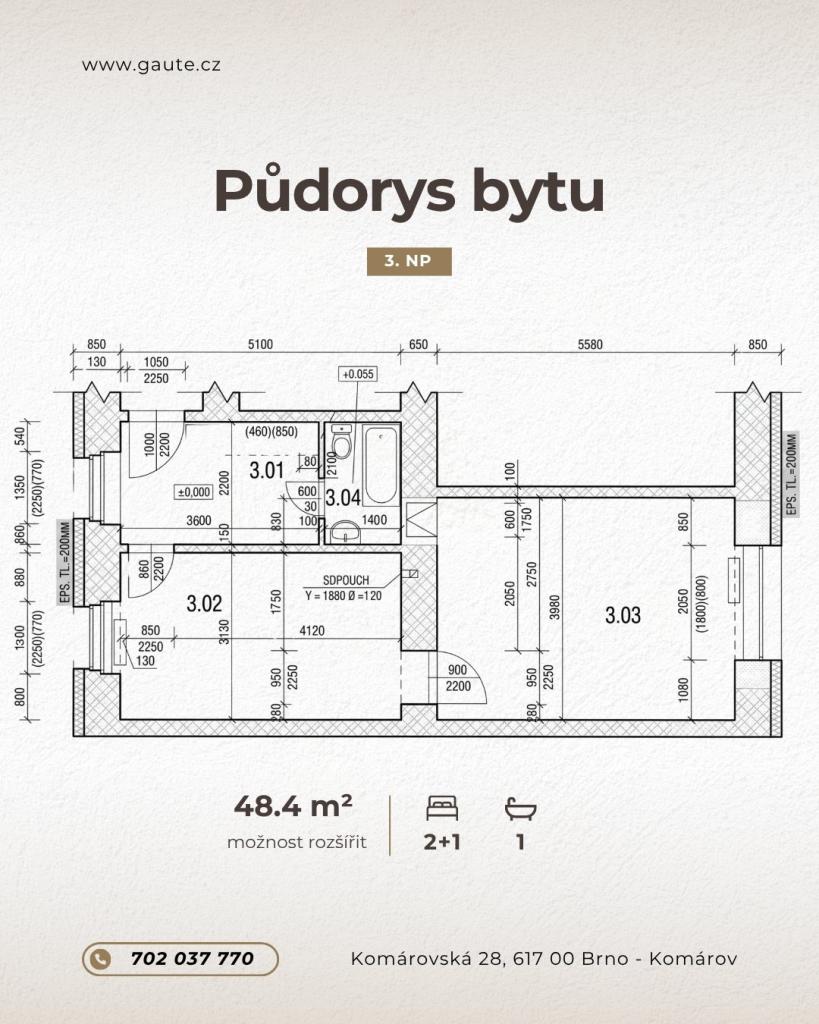 Prodej bytu 2+1 48 m2