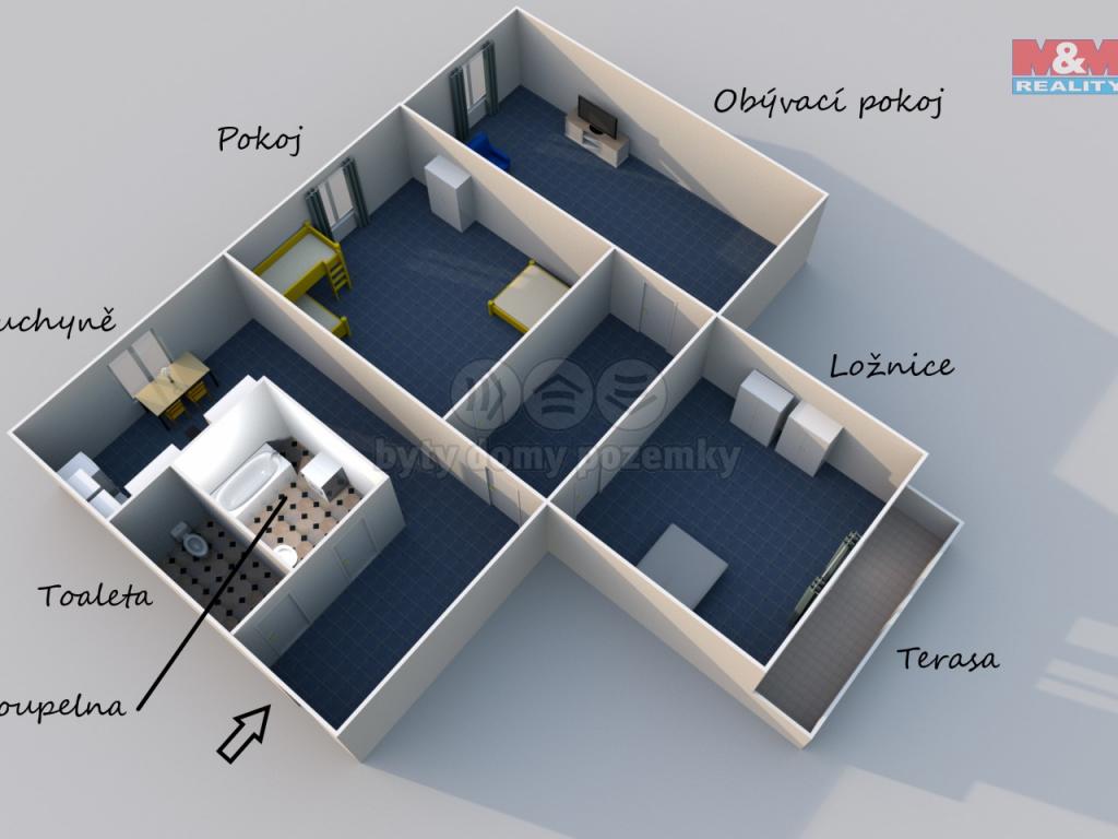 Pronajem bytu 3+1 80 m2