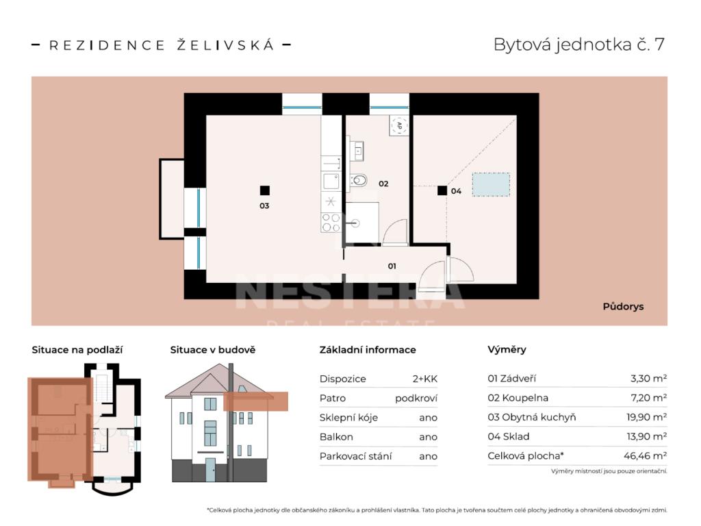 Prodej bytu 2+kk 46 m² – pohled 2