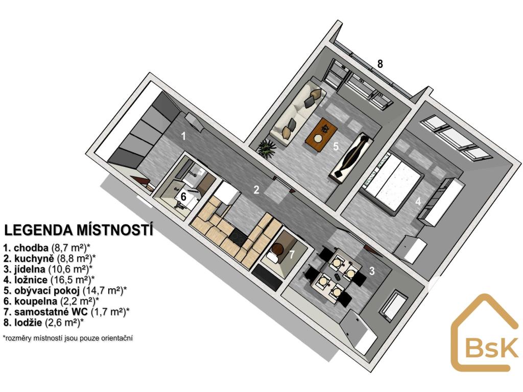 Pronájem bytu 3+kk 63 m2