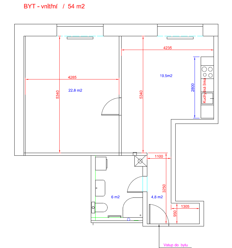 Pronajem bytu 2+kk 54 m2