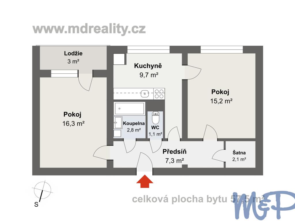 Prodej bytu 2+1 57 m2, Jihlava – náhled fotky 2
