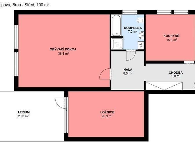 Pronájem bytu 2+1 100 m2