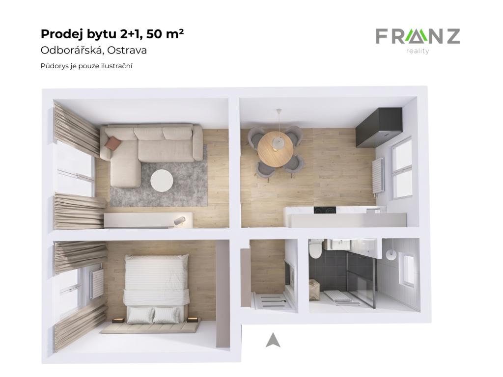 Prodej bytu 2+1 50 m² – pohled 5