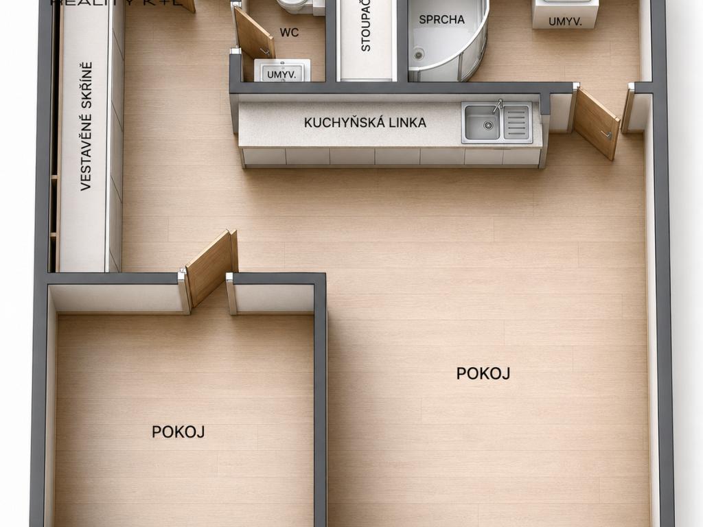 Pronájem bytu 2+kk 33 m2