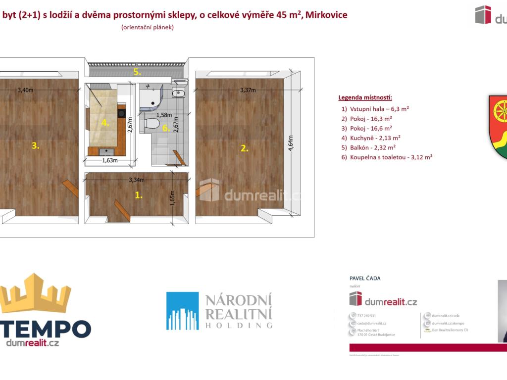 Pronájem bytu 2+1 45 m2