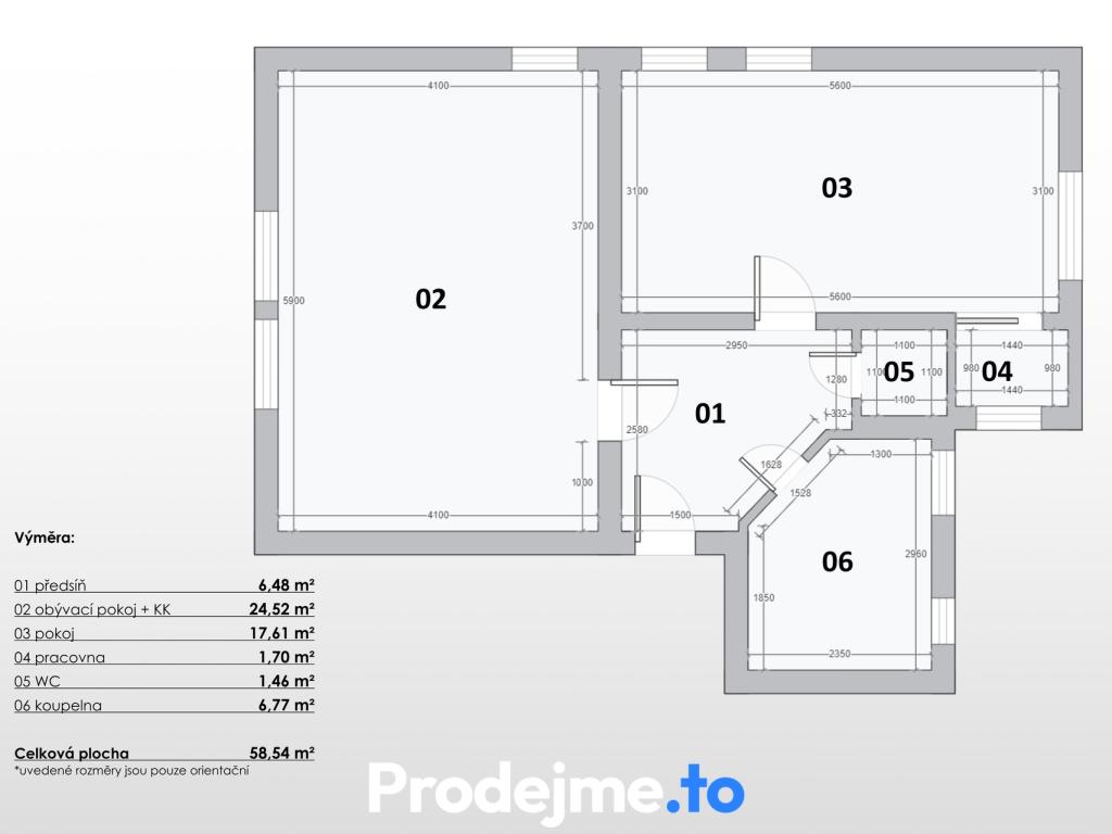 Pronájem bytu 2+kk 59 m2