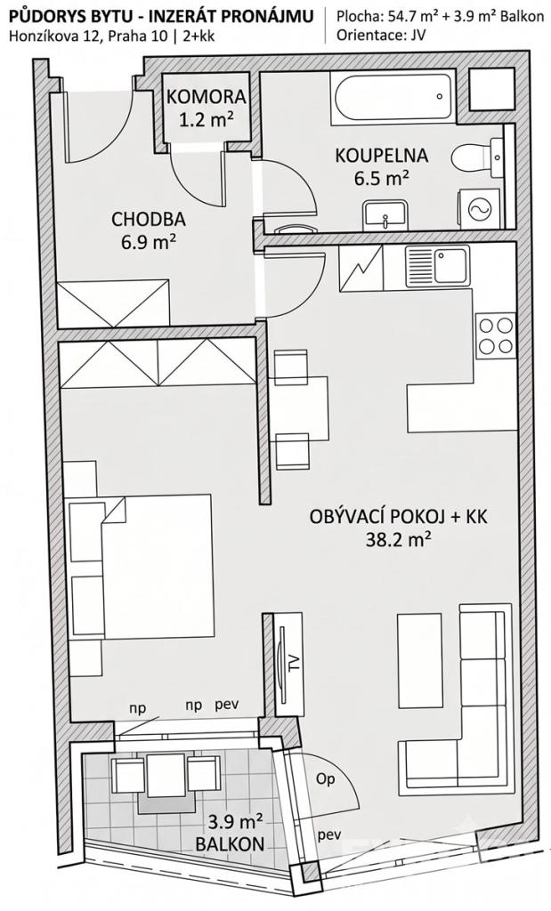 Byt 2+kk – Praha, Dolní Měcholupy – pohled 3
