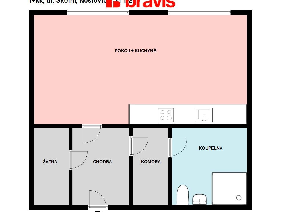 Pronájem bytu 1+kk 31 m2