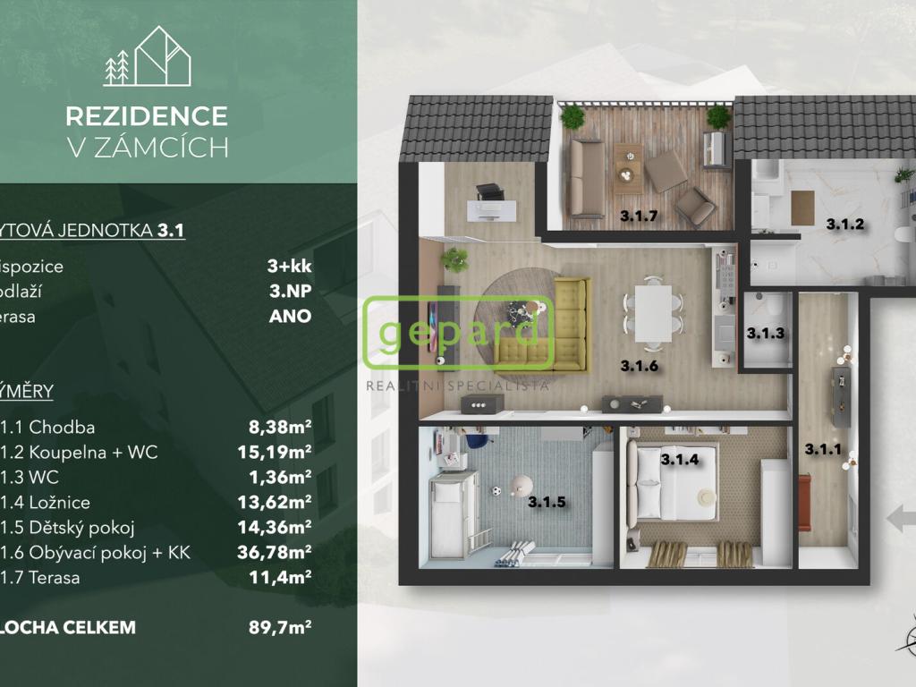 Prodej bytu 3+kk 92 m2