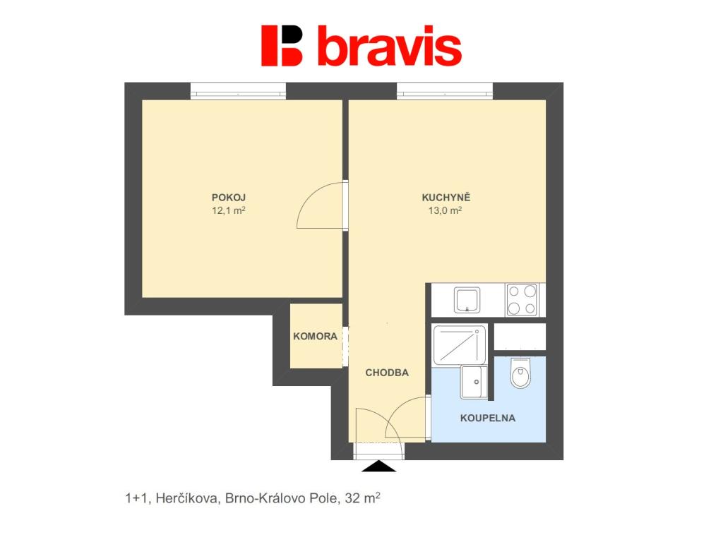 Pronájem bytu 1+1 32 m2