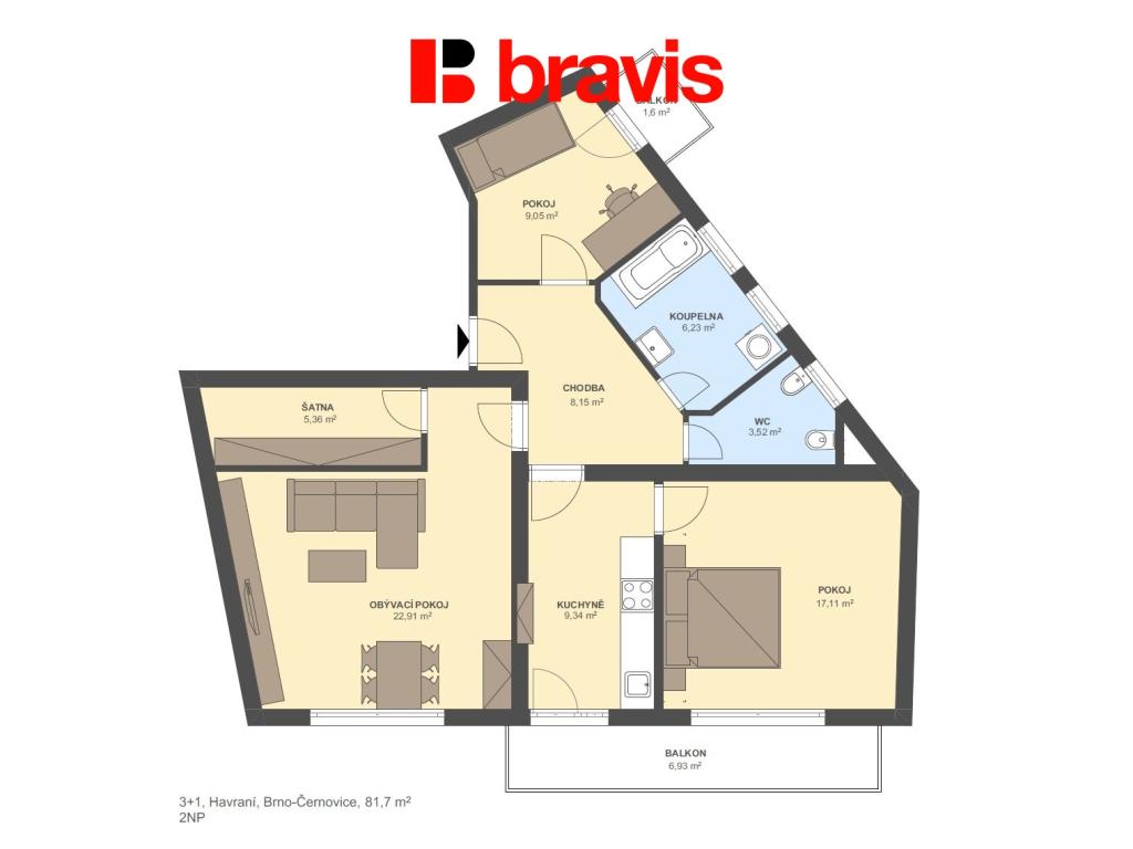 Prodej bytu 3+1 82 m2