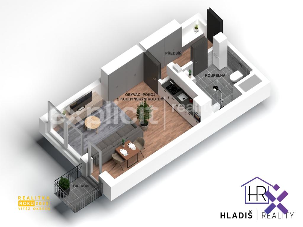 Pronájem bytu 1+kk 33 m2, Uherský Brod – náhled fotky 15