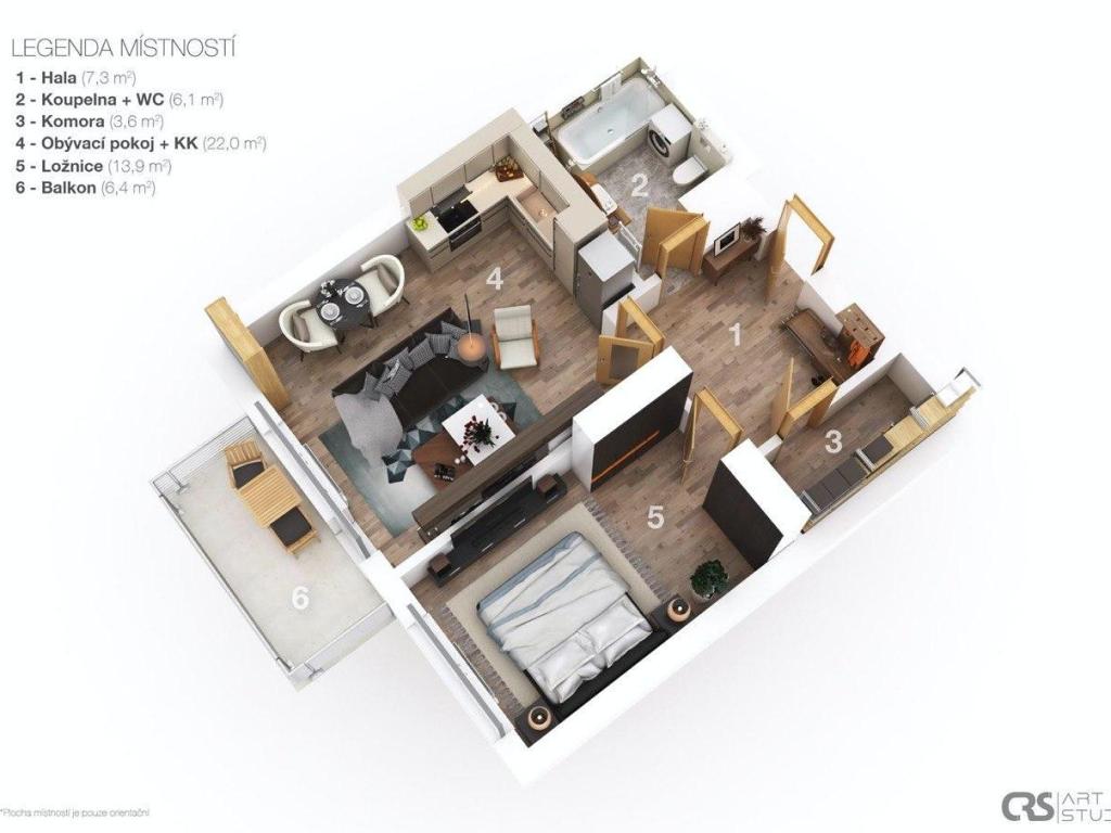 Pronájem bytu 2+kk 54 m2, Praha – náhled fotky 2