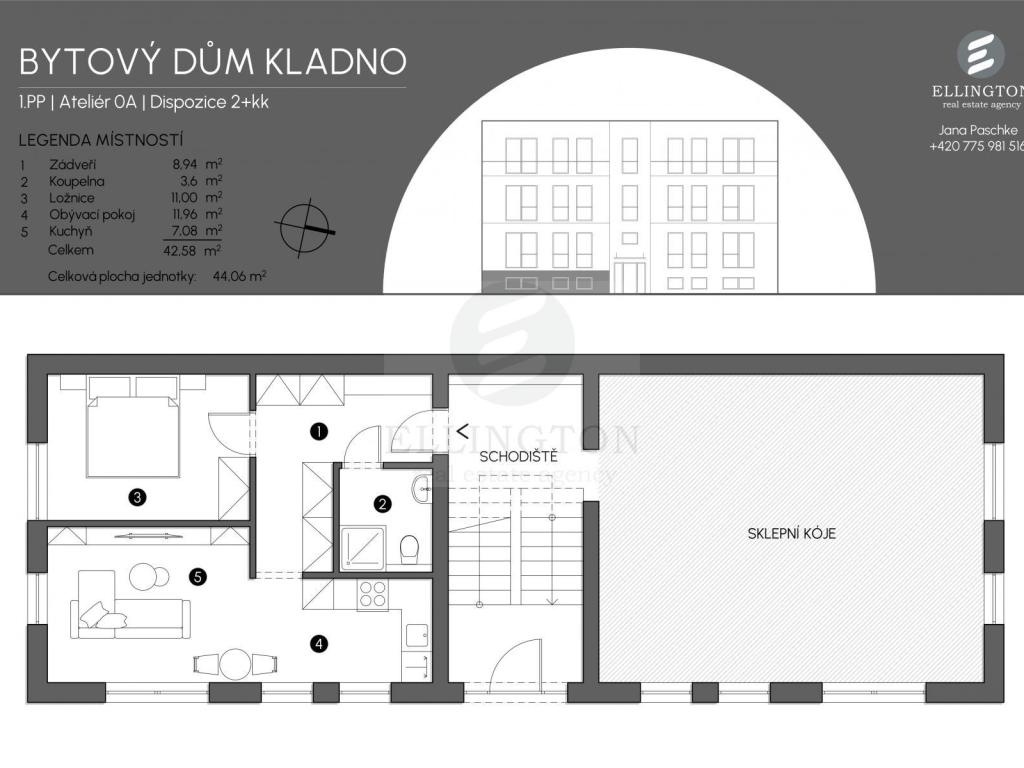 Prodej bytu 1+kk 43 m2, Kladno – náhled fotky 6