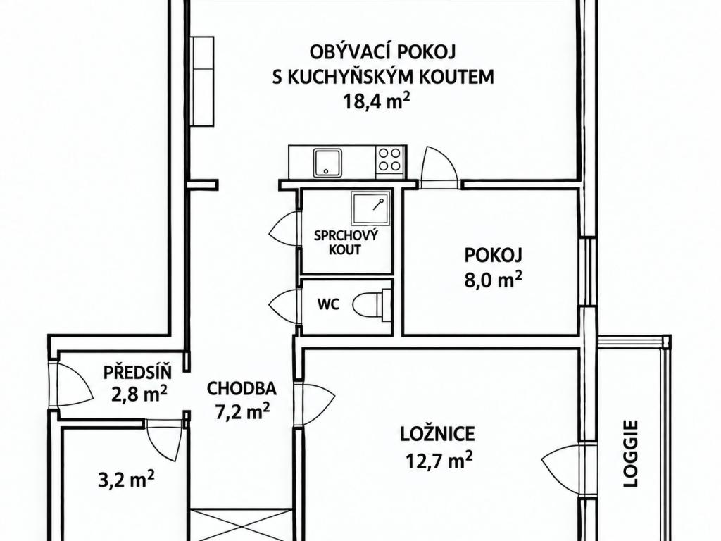 Byt 3+kk – Praha – pohled 4
