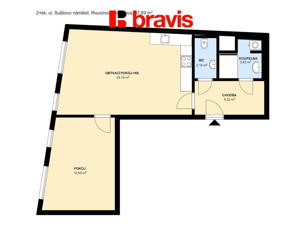 Pronájem bytu 2+kk 58 m2