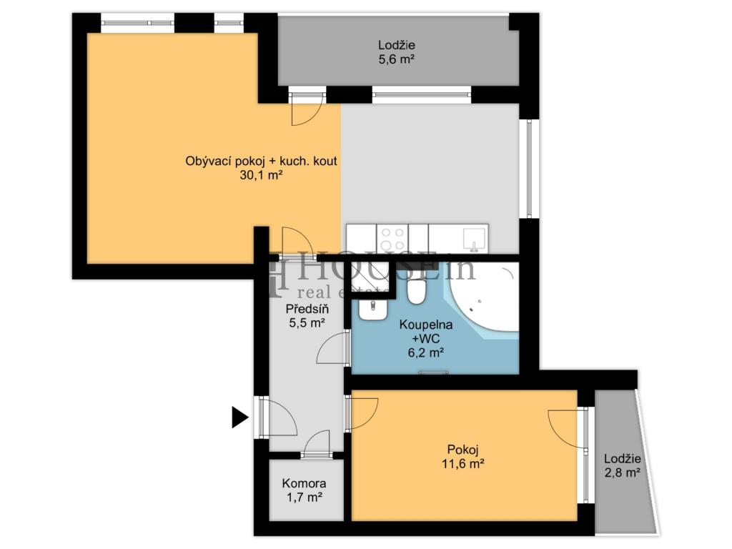 Pronájem bytu 2+kk 55 m2