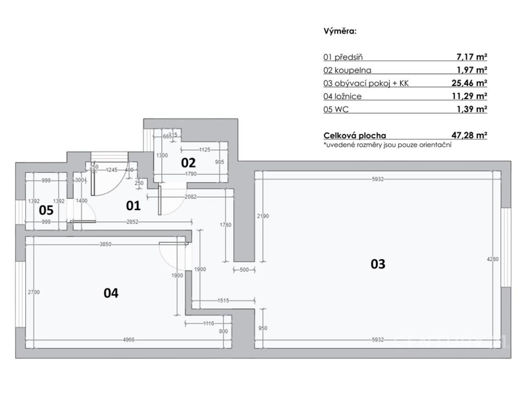Pronájem bytu 2+kk 47 m2