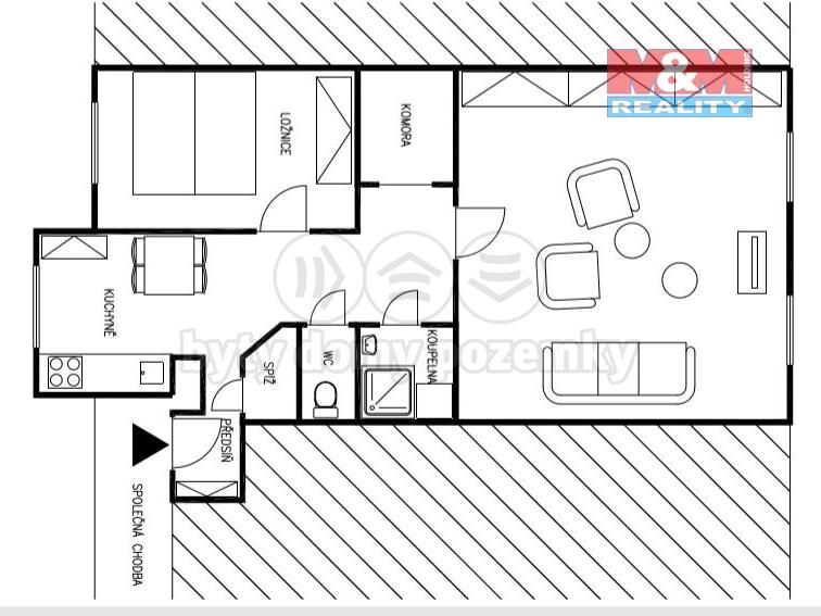 Pronajem bytu 2+1 70 m2