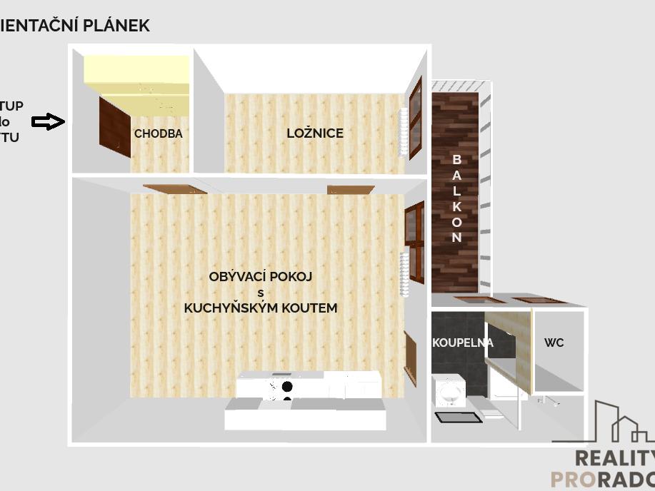 Pronájem bytu 2+kk 52 m2