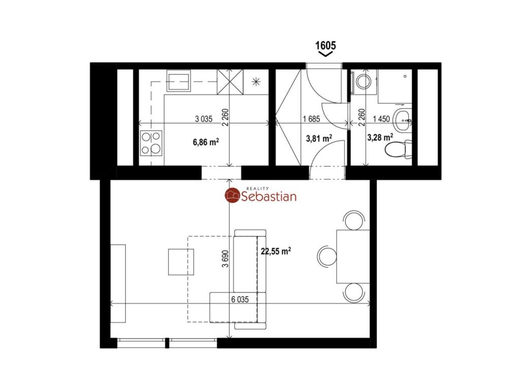 Pronájem bytu 1+1 36 m2