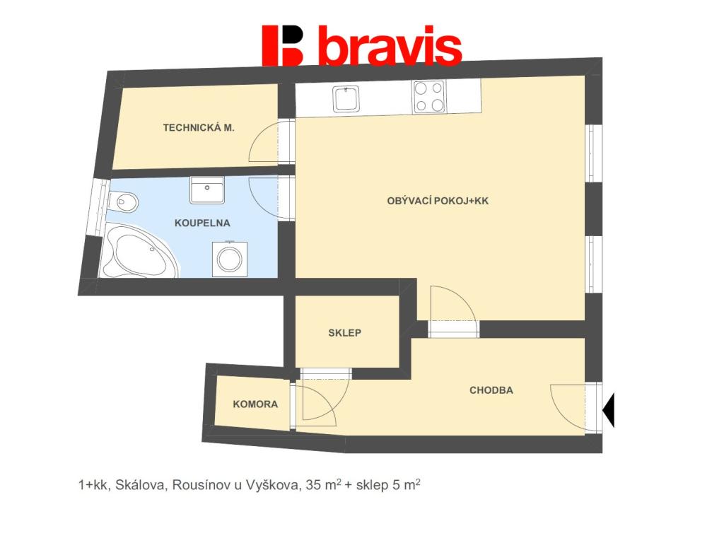 Pronájem bytu 1+kk 35 m2