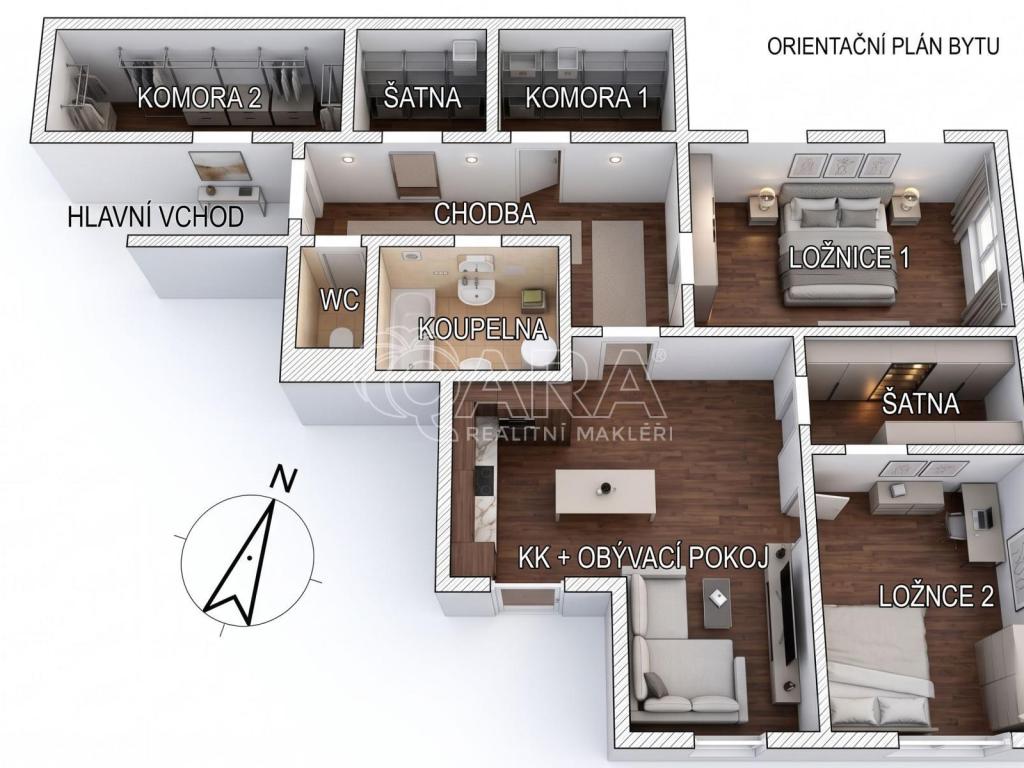 Pronájem bytu 3+kk 95 m2