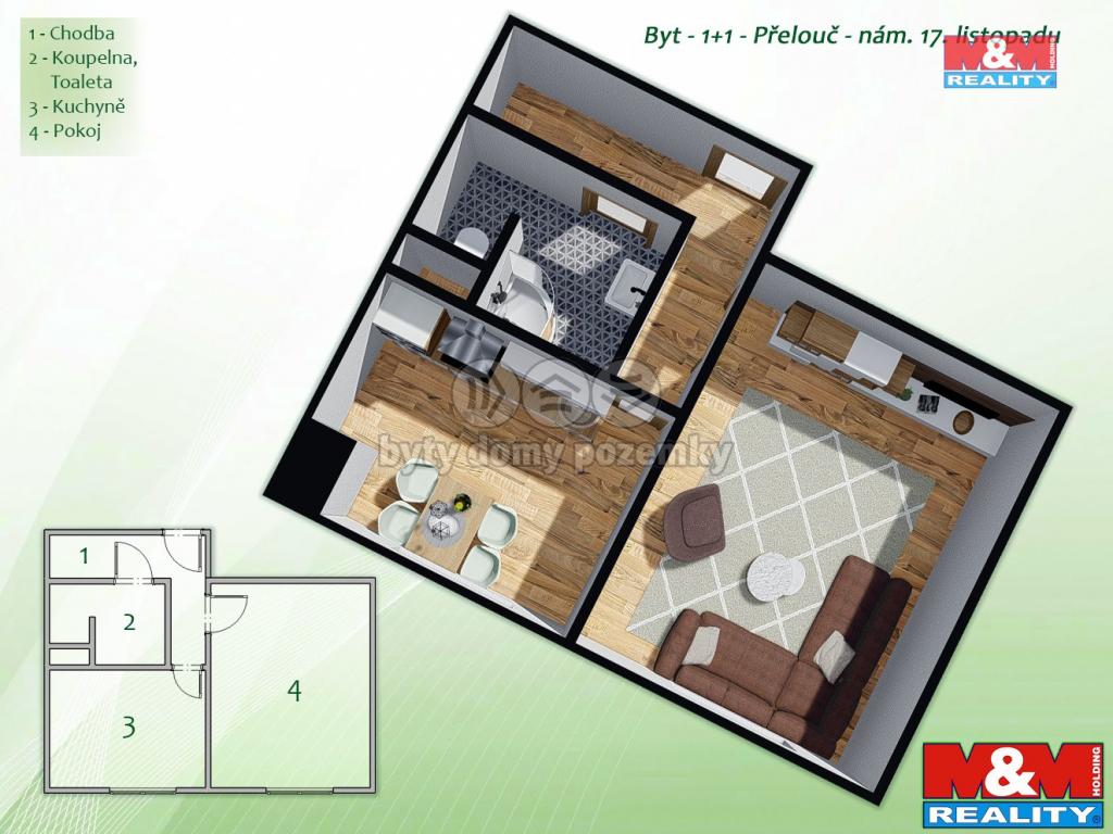Pronajem bytu 1+1 40 m2