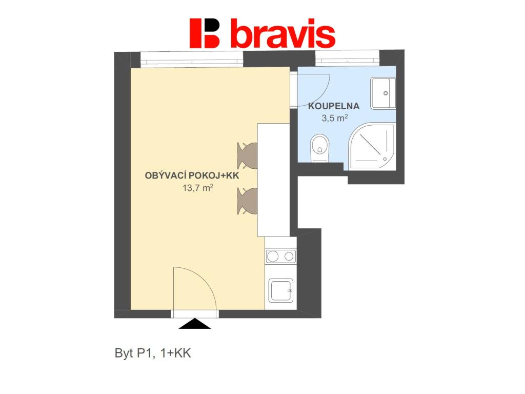 Pronájem bytu 1+kk 17 m2