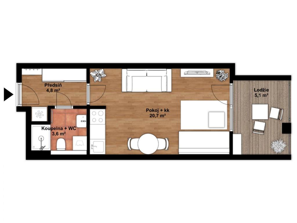 Pronájem bytu 1+kk 29 m2