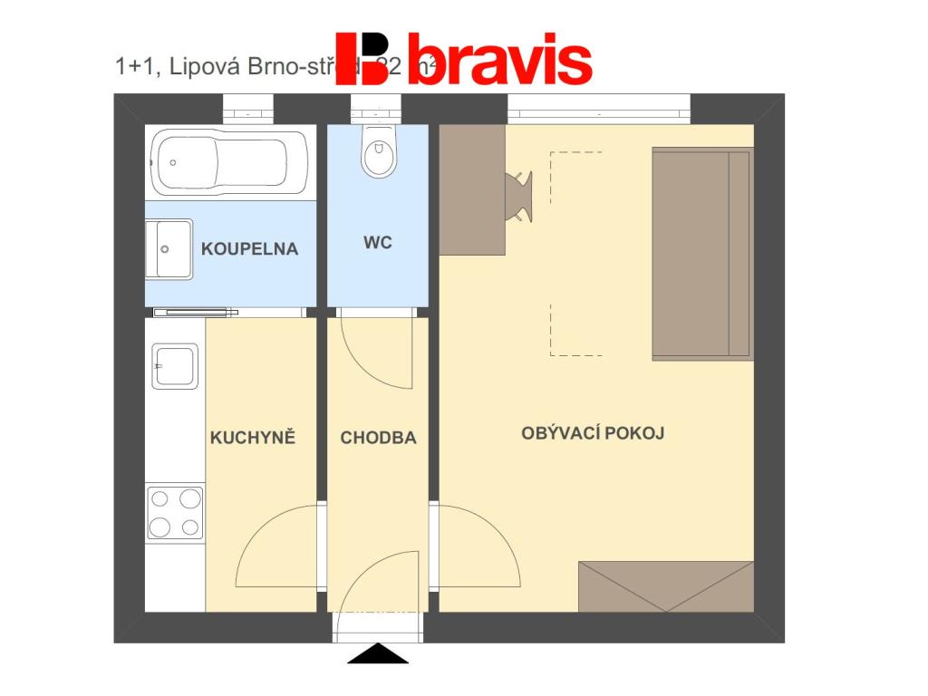 Pronájem bytu 1+1 22 m2