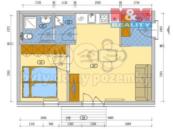 Pronajem bytu 2+kk 43 m2