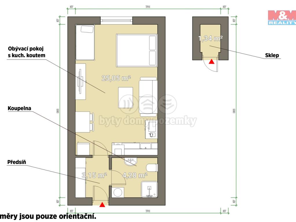 Pronajem bytu 1+kk 33 m2