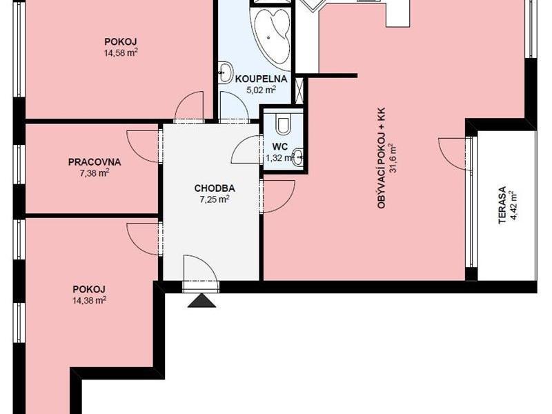 Pronájem bytu 4+kk 85 m2