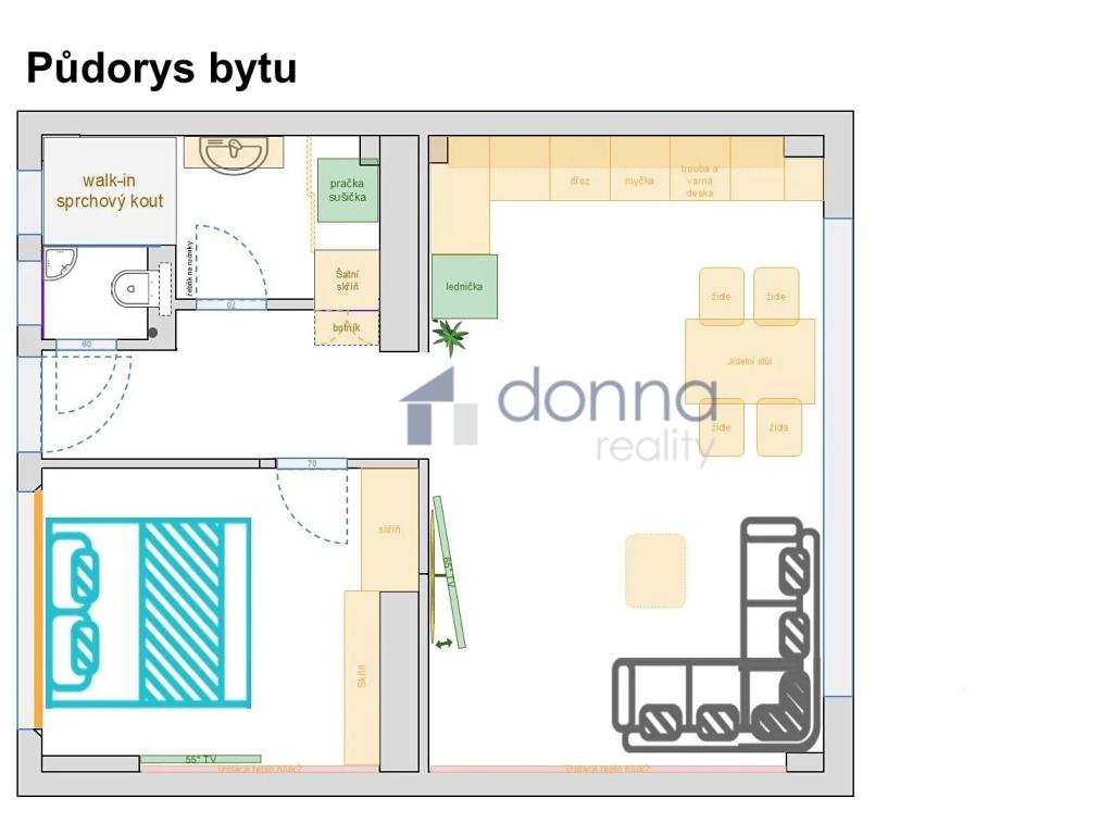 Pronájem bytu 2+kk 43 m2