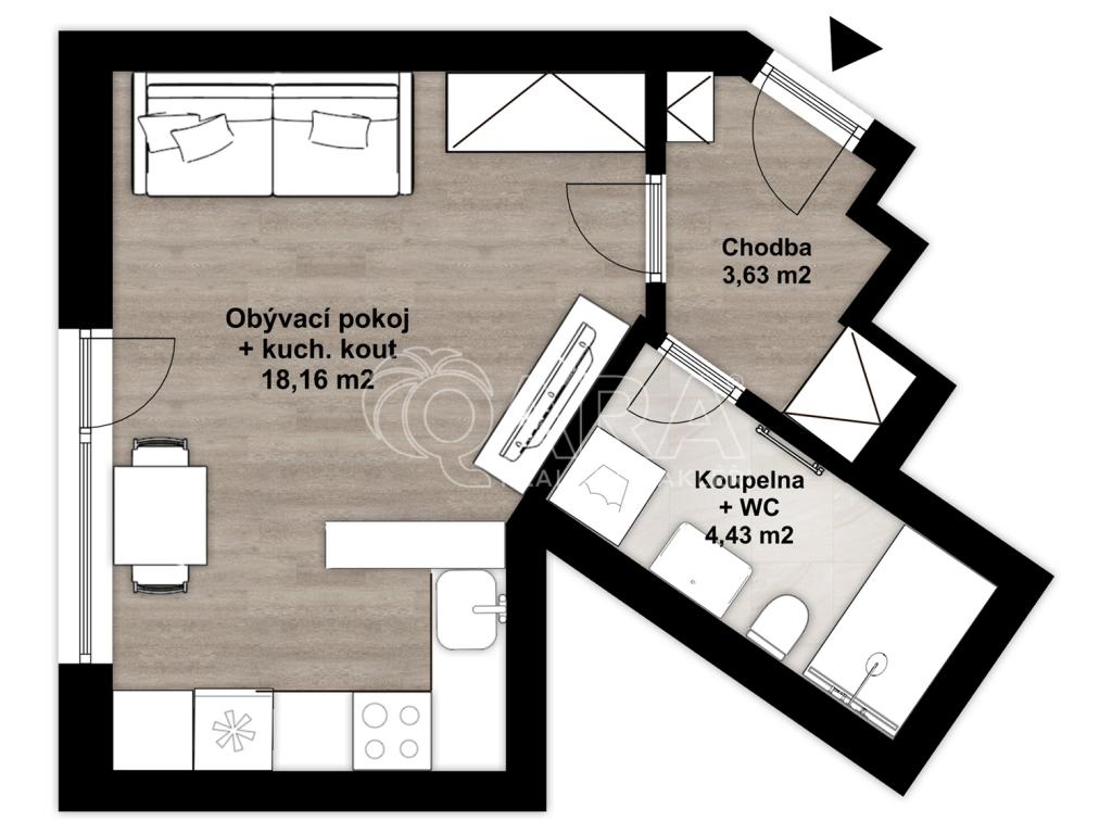 Pronájem bytu 1+kk 27 m2