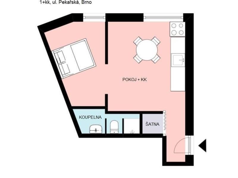 Pronájem bytu 2+kk 45 m² – pohled 5