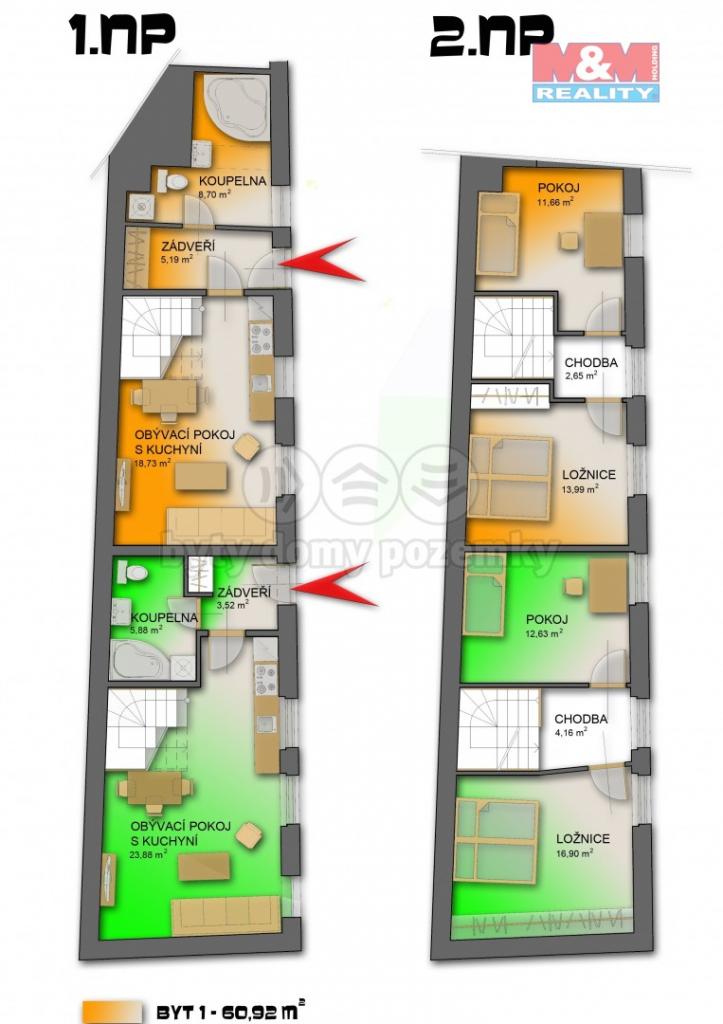 Pronajem bytu 3+kk 61 m2