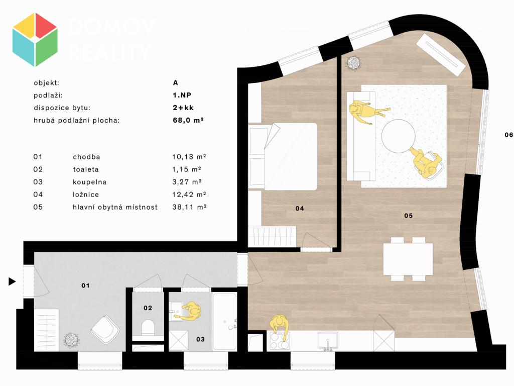Pronájem bytu 2+kk 68 m2