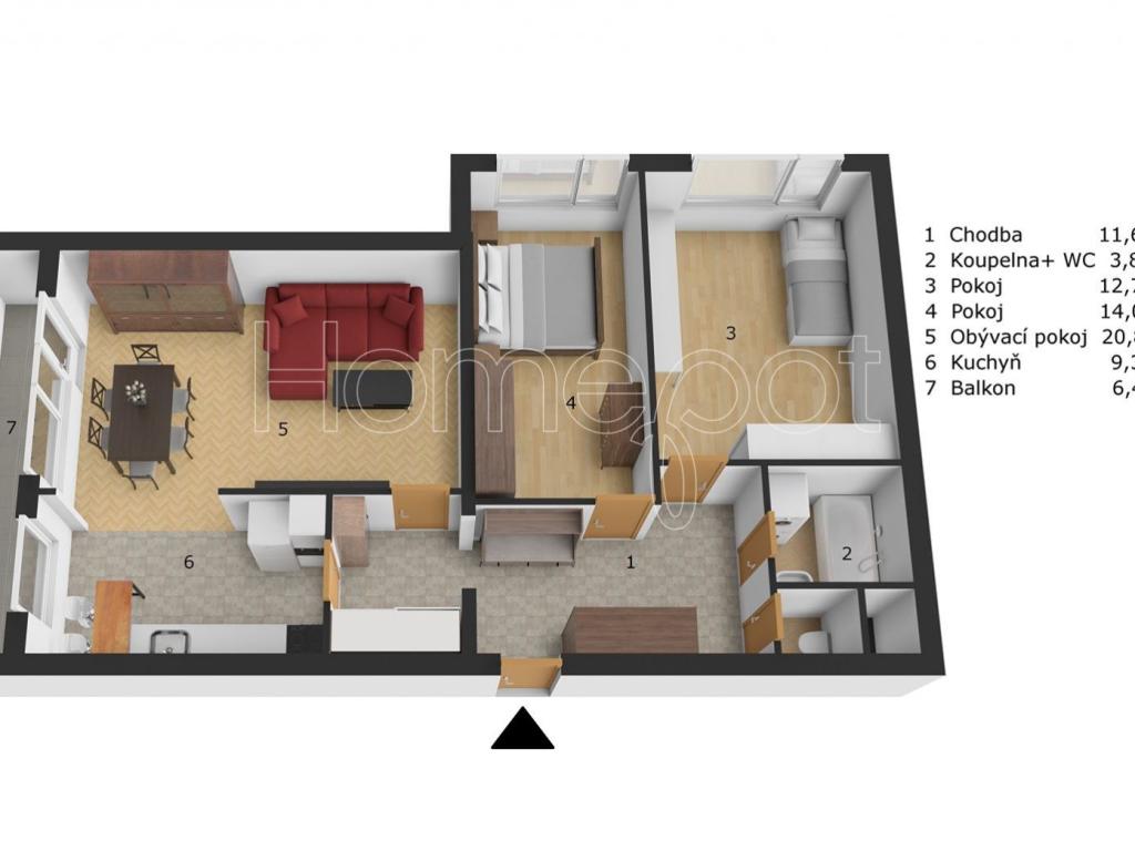 Pronájem bytu 3+1 73 m2