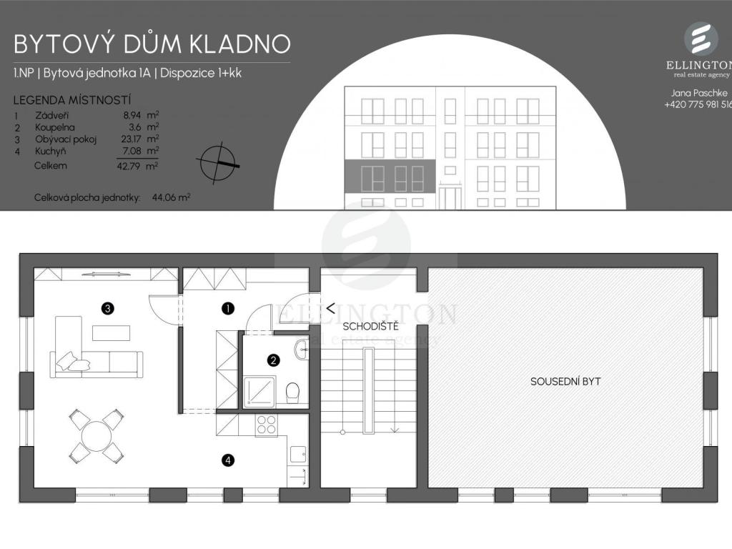 Prodej bytu 1+kk 43 m2, Kladno – náhled fotky 9