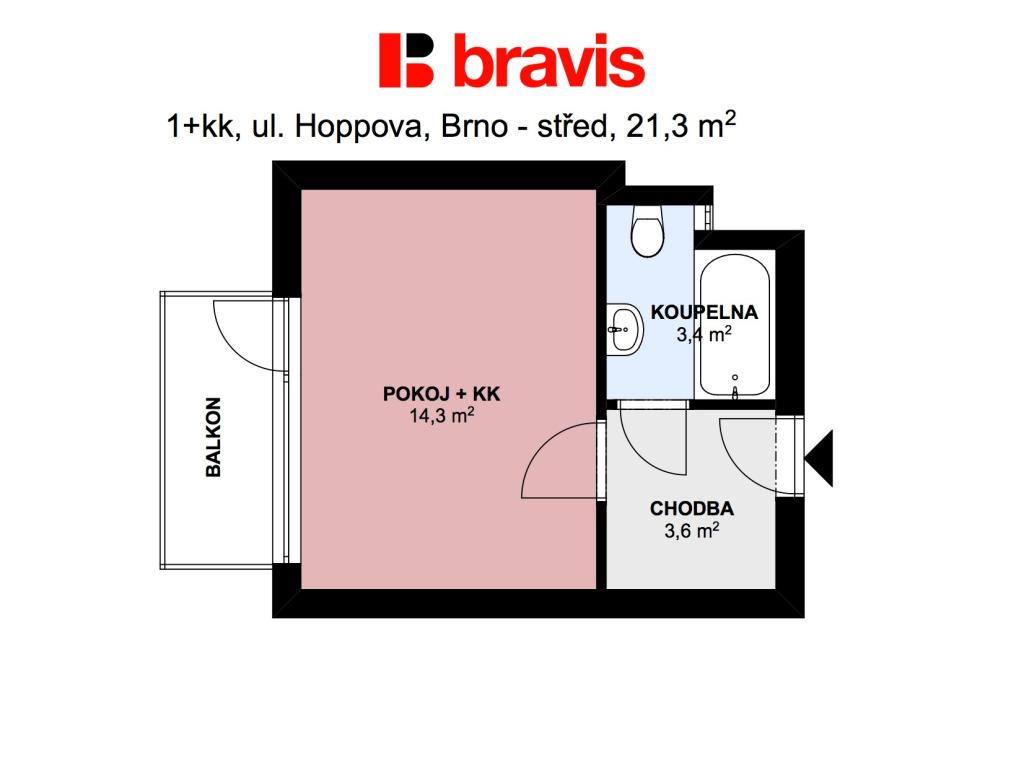 Pronájem bytu 1+kk 23 m2