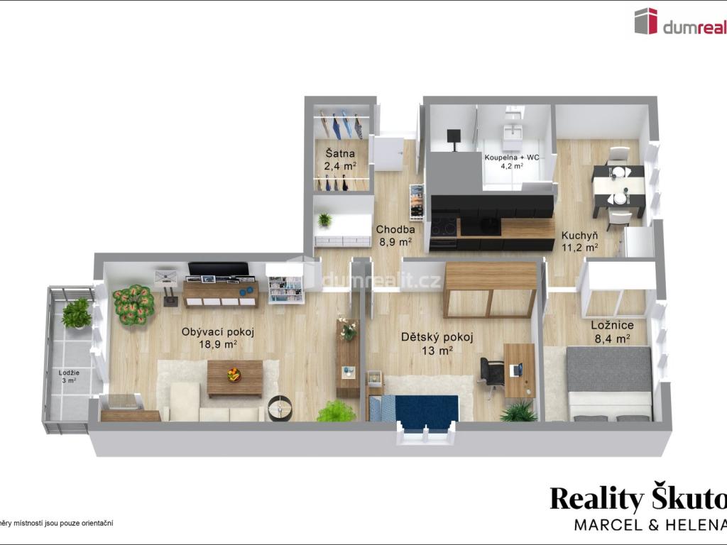 Pronájem bytu 3+1 65 m2