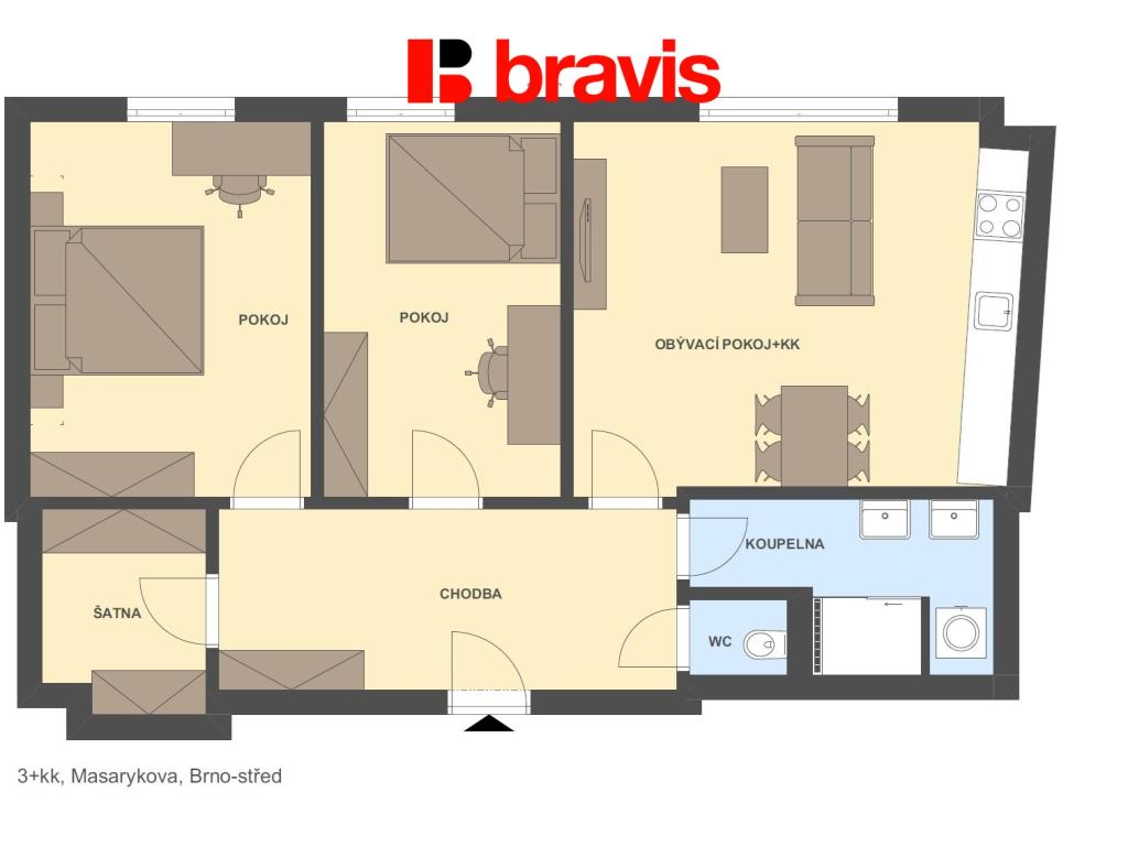 Pronájem bytu 3+kk 80 m2