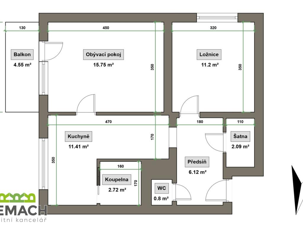 Pronájem bytu 2+1 55 m2