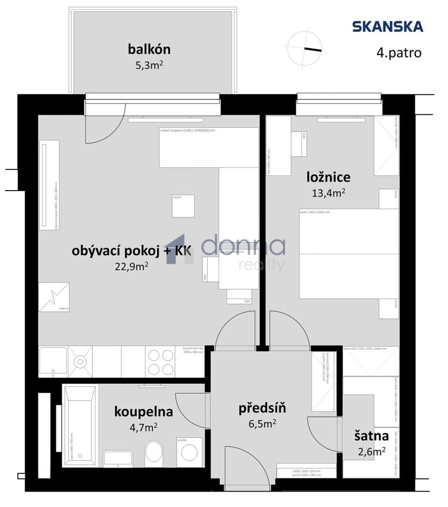 Pronájem bytu 2+kk 52 m2, Praha – náhled fotky 6