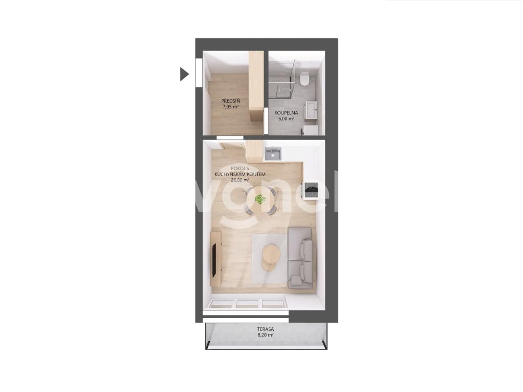 Pronájem bytu 1+kk 40 m2